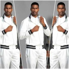 Men's Manzini Casual White  Black Mesh Casual Tracksuit Outfits Sets NWT