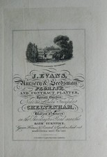 1826 ANTIQUE CHELTENHAM PRINT TRADE ADVERT J. EVANS NURSERY CONTRACT FLORIST