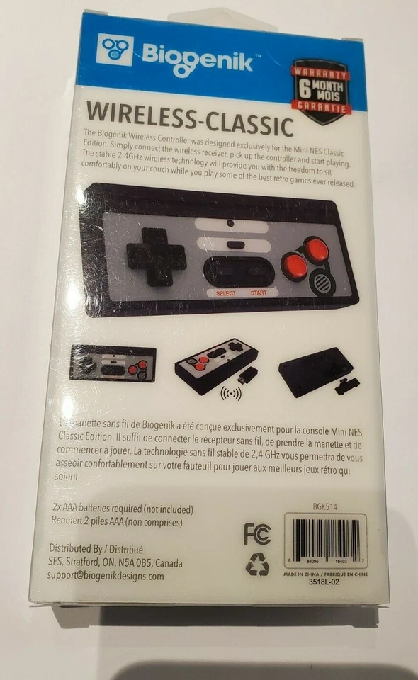Brand New - BIOGENIK NES Classic Mini Edition Wireless Controller 2.4 GHZ - Image 2 of 2