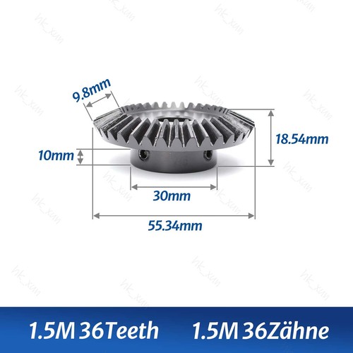 1/1.5/2 Mod 15-40 Tooth 1:2 Metal Motor Bevel Gears 90° Pairing Gear 45# Steel - Picture 25 of 42