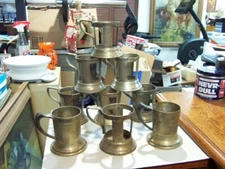 Lot of 9 Vintage Original Early Soda Fountain Glass Cup Holders Two Styles