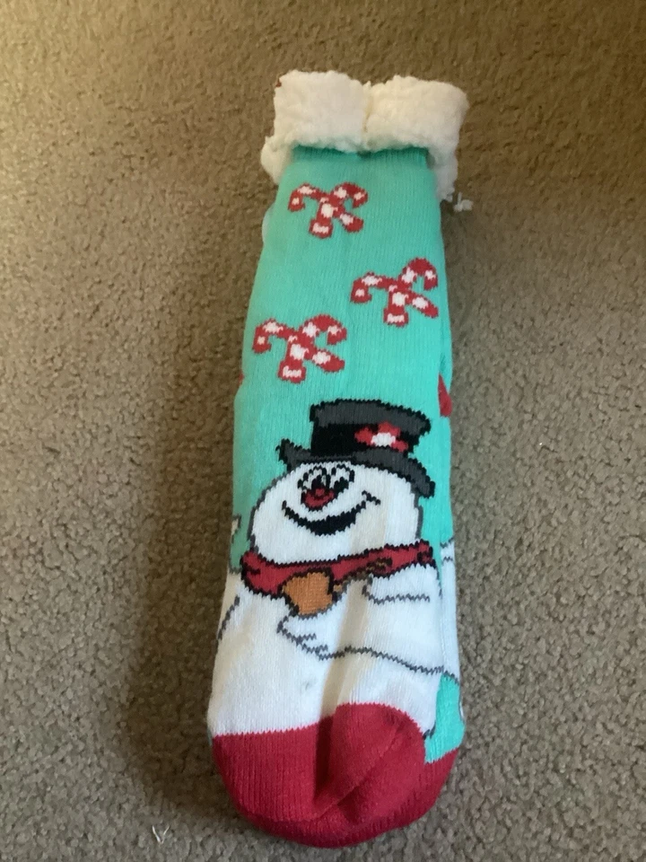 New FROSTY THE SNOWMAN Ladies XMAS SHERPA LINED SLIPPER SOCKS GRIPPER BOTTOM - Image 2 of 2