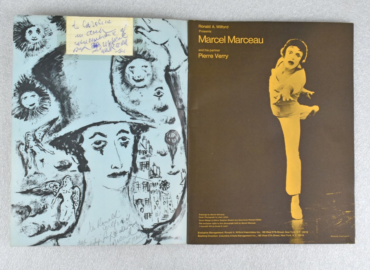 1974 Marcel Marceau and His Partner Pierre Verry Tour Souvenir