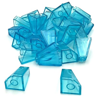 Lego 25 New Trans-Light Blue Wedges 2 x 2 x 2 Stud Slope 65 Corner Transparent