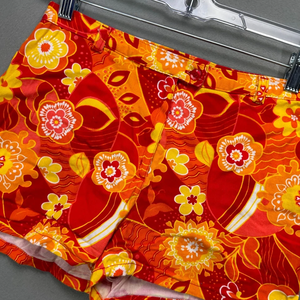 Shorts de prancha feminino anos 90 Y2K vintage surf wear laranja floral tamanho 5 cintura baixa - Imagem 3 de 4