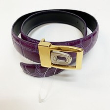 Women's Purple Gator Embossed Vinyl Reversible Black Belt Size S