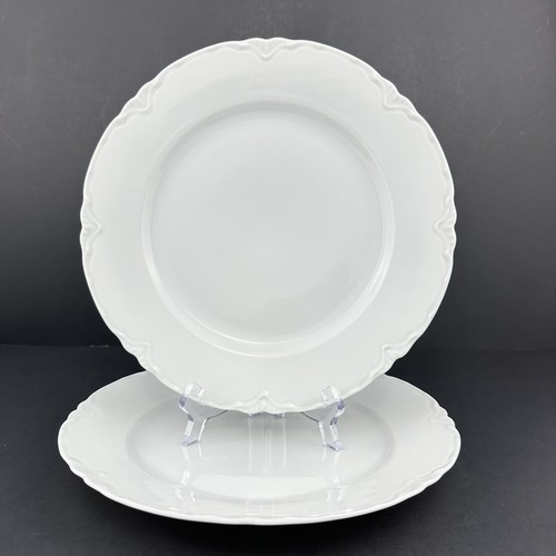 Oscar & Edgar Gutherz ROYAL White Dinner Plates (2) Scalloped Beaded Rim - Picture 16 of 16