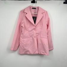 NWT Pretty Little Thing Light Pink 2 Button Basic Blazer Oversized Preppy Casual