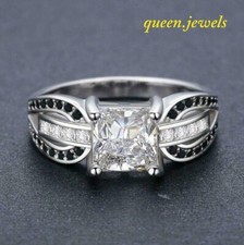 Lab-Created 3CT Princess Cut Diamond Engagement Wedding Ring 14K White Gold Over