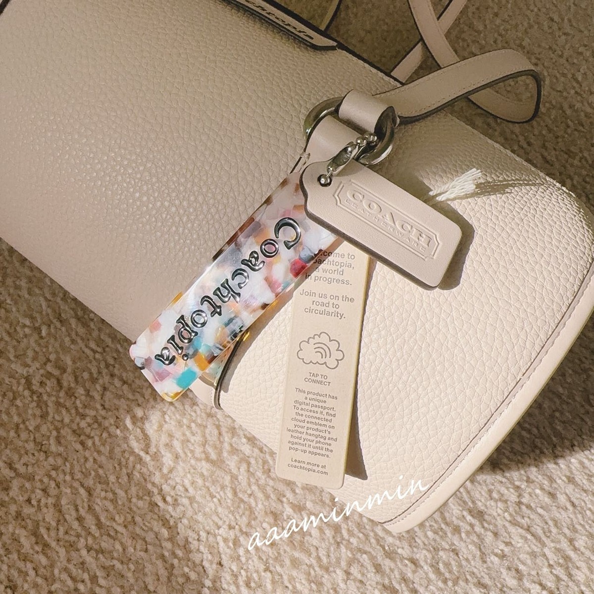 Coach Barrel Shoulder Bag In Coachtopia Leather In Chalk Rainbow 