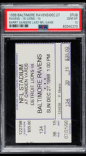 BARRY SANDERS Last Final Game Ticket 1998 PSA 10 GEM MINT, POP 2, VERY RARE!!!