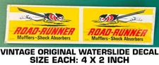 ROAD-RUNNER MUFFLERS - SHOCK - VINTAGE ORIGINAL WATERSLIDE DECAL STICKER-RACING