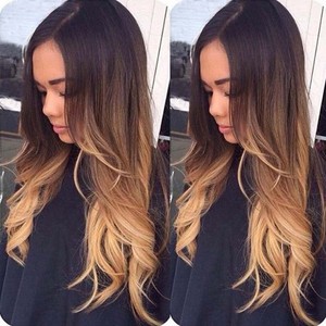 Female Wig Long Curly Hair Large Wave Gradient Color Party Wedding