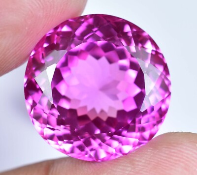Stunning 33.35 Ct Natural Mogok Pink Ruby Round Cut Certified Loose Gemstone