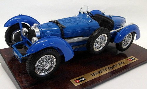 Burago 1/18 Scale Diecast 3505 Bugatti Type 59 1934 Blue on Plinth - Picture 2 of 5