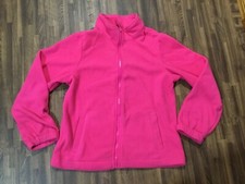 Girls Kids Fleece Jacket Pink Zipper Front Size L 10/12 