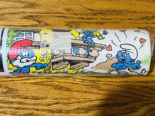 New Vintage Norwall 1981 Smurfs Wallpaper Wall Covering 1  Rolls 71 Sqft