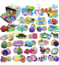 144 Pack Prefilled Easter Eggs Toys 2 3/8" Plastic Filled Party Hunt Egg Toy NEW