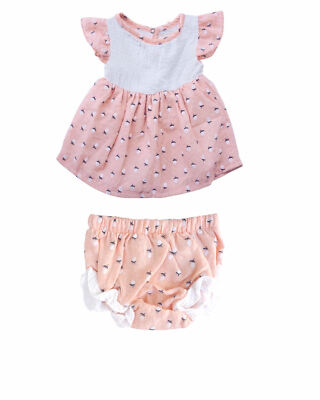 NEW Miki Miette 2pc Precious Baby Girls Dress & Bloomers Outfit Pink 6m 9m 12 18