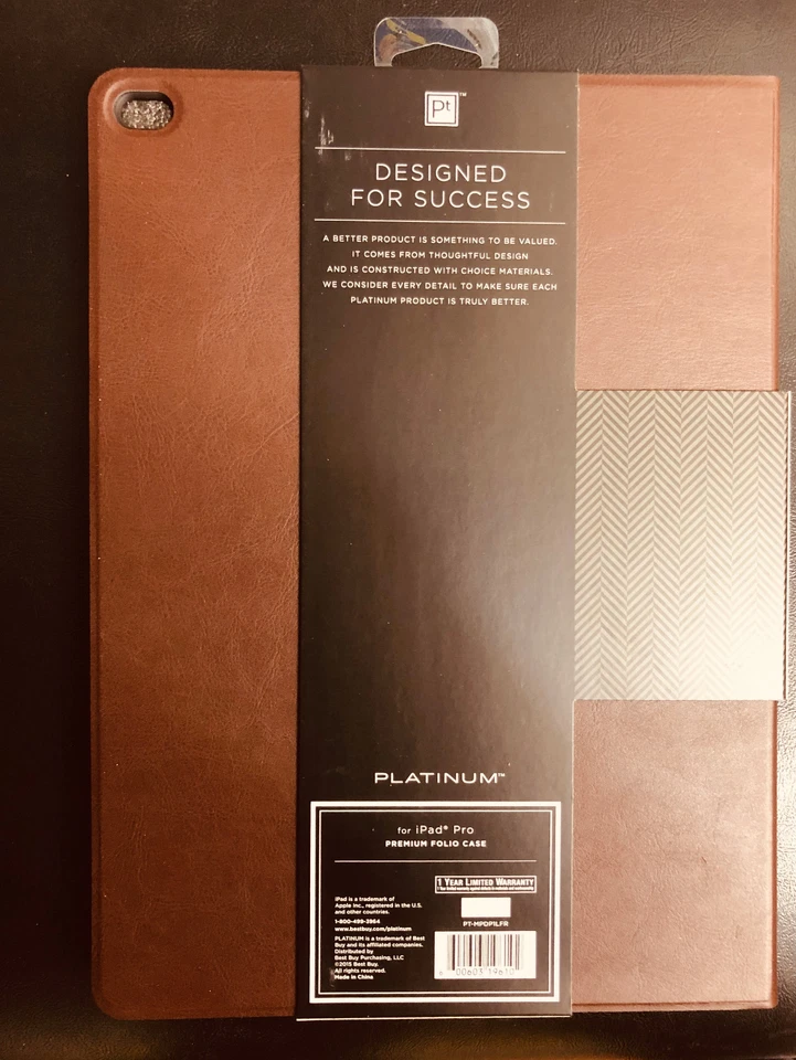 Platinum Premium Folio Case for Apple iPad Pro 12.9" Brown leather 1-Year Warran - Image 2 of 4