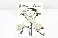 Lot of 3 Western Style Button Covers Chrome Hat Horse Saddle Korea Made