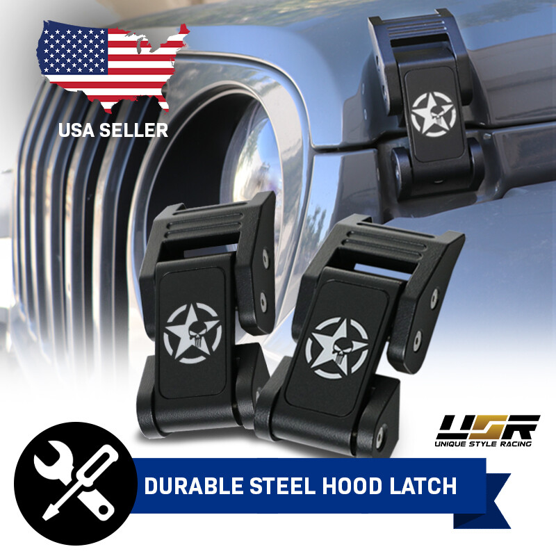 PUNISHER Skull Metal Construct Hood Latch Locking Catch Buckle For Wrangler JK