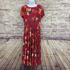 Loft Dress Womans Size 6 Multicolor Floral Pleated Short Sleeve Fit & Flare Midi