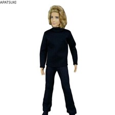 Black 1/6 Doll Clothes For 12" Boy Doll Outfits T-shirt BlousePants Accessories
