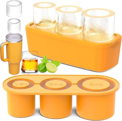 Ice Cube Tray for 40Oz Tumbler, 3 Pcs Silicone Hollow Cylinder Ice Mold with Lid