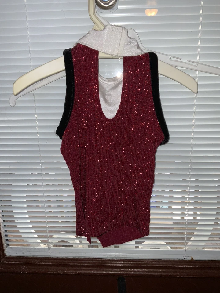 ArtStone Costume Lot of 6 Style 0137 XSC/SC Sparkly Deep Red Black Trim Top - Image 2 of 4