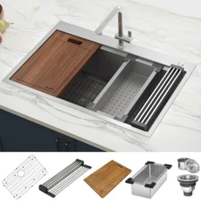 Ruvati 30 x 22" Workstation Topmount 16 Gauge Kitchen Sink - RVH8030