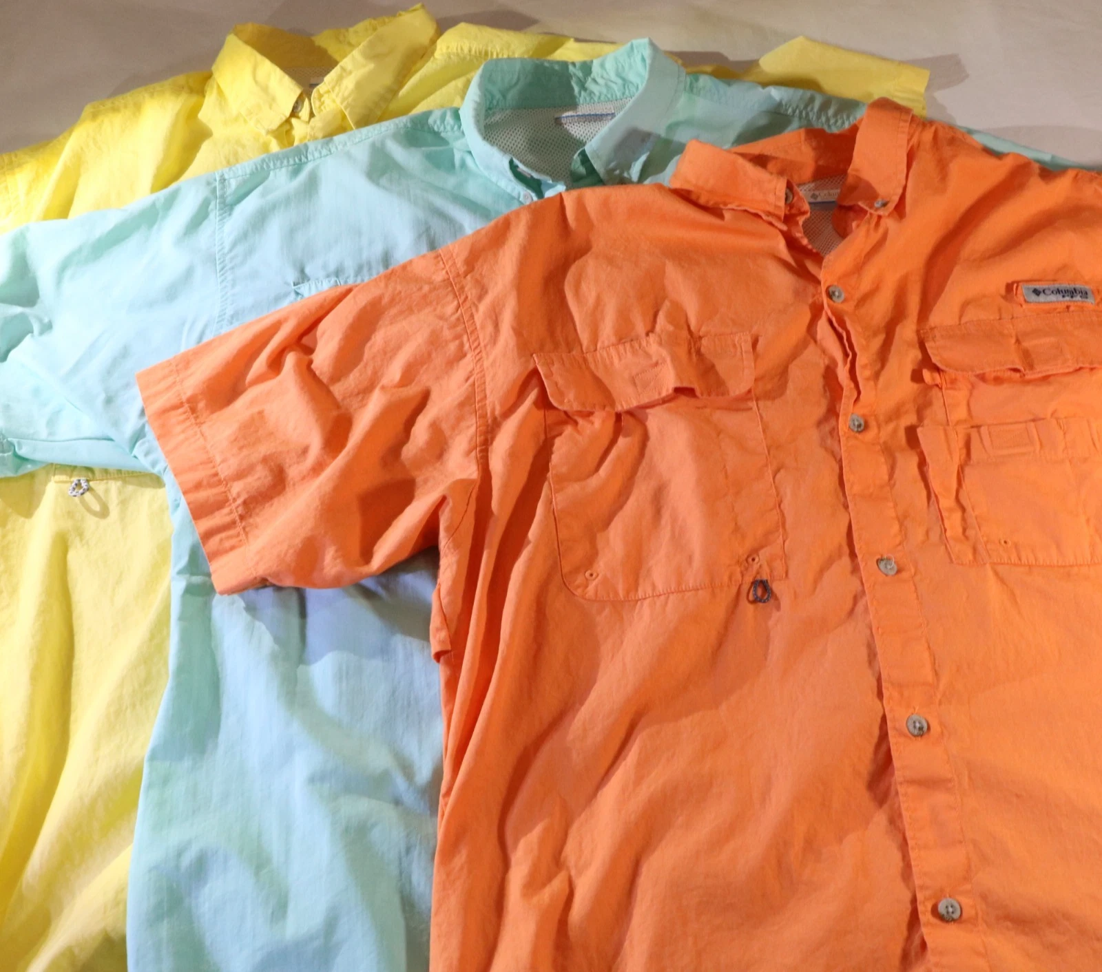 Columbia PFG Shirt Set of Three (3) * Large L Men's * VG * Yellow Orange Blue
