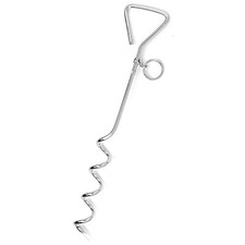 Dog Tie Out Stake, Outside Dog Leash Chain for Camping M-18" Pake of 1 Silver