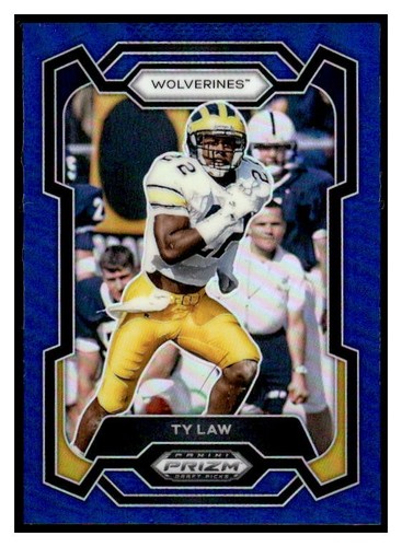 2024 Prizm Draft Picks Blue 85 Ty Law #/199 Michigan Wolverines Color Match