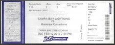 Tampa Bay Lightning vs Montreal Canadiens February 12 2013 ticket stub