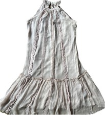 Sundance Blush Halter Midi Tissue Dress Lace Embroidered Boho Crochet M Gauzy