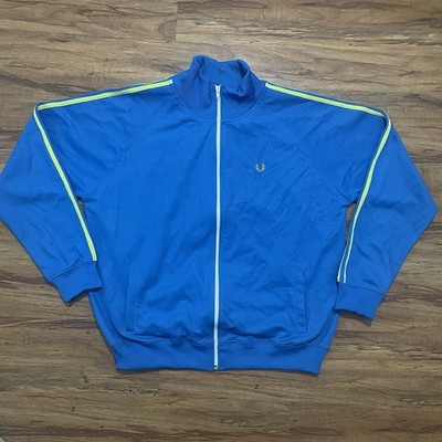 Vintage 90s Fred Perry Sportswear Track Jacket Mens XL Blue Full Zip Funnel Neck