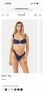 Nyud Blair Bikini Top in Midnight Size MED NEVER WORN!