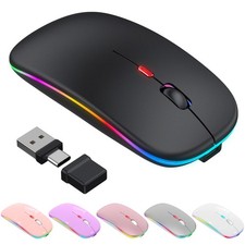 Bluetooth Wireless Mouse for MacBook Air Mac Pro iPad ,LED Rechargeable Silent
