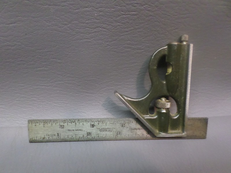 VINTAGE 6" CIMBINATION SQUARE & LEVEL - LUFKIN RULE CO. NO. 4 GRAD - GOOD BUBBLE