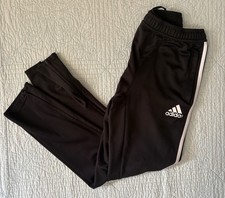 Adidas Black Joggers with White Side Stripes Size US L Boys