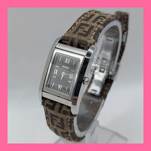 Orologio da polso FENDI 7600L FF Zucca marrone donna autentico