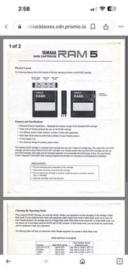 YAMAHA RAM 5 Data Memory Cartridge EXTREMELY RARE DX7II FD/D/S