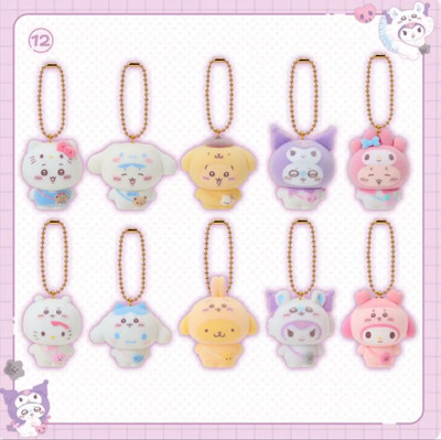 sanrio × chiikawa Secret Flocked Mascot key chain complete set