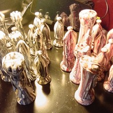 Ceramic 3 Marbled Chess Pieces Set, Multicolo...