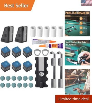 Versatile 30 PCS Pool Cue Tips Setup: 5-in-1 Tool, Chalk Cubes & Trimmers Inside