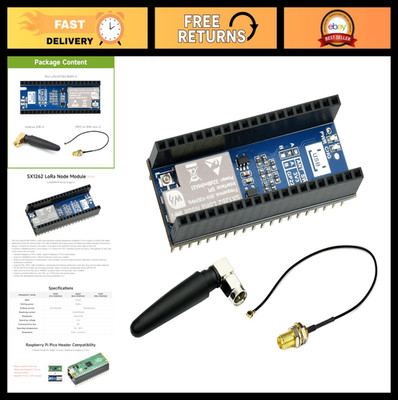 LoRa Node Module for Raspberry Pi Pico, SX1262, Long Range, Low Power, IoT Wirel