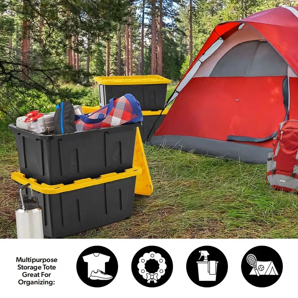 Member's Mark, 27 Gallon, Heavy-Duty, Black, Yellow Storage Tote, 20"D X30W X14H - Image 3 of 4