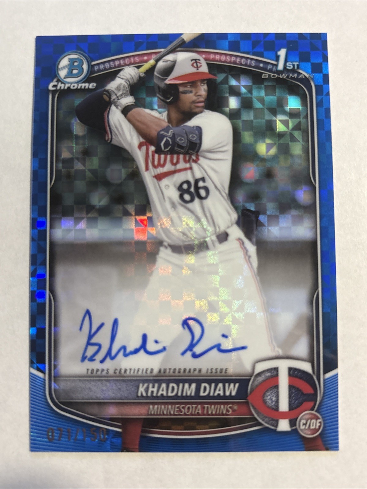 2025 Bowman - Chrome Prospect Auto Khadim Diaw #CPA-KDW Blue X-Fractor /150