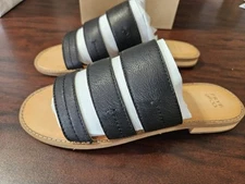 Frye and Co. Evie 3 Band Black Flats Slide Sandals Size 7.5 M